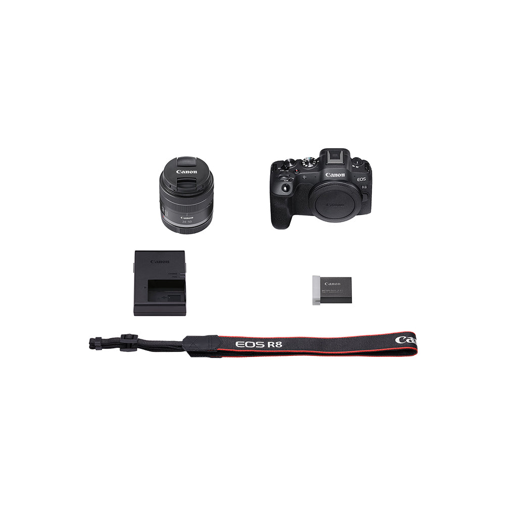 Cámara Canon Mirrorless EOS R8 + lente RF 24-50mm F/ 4.5-6.3 IS STM