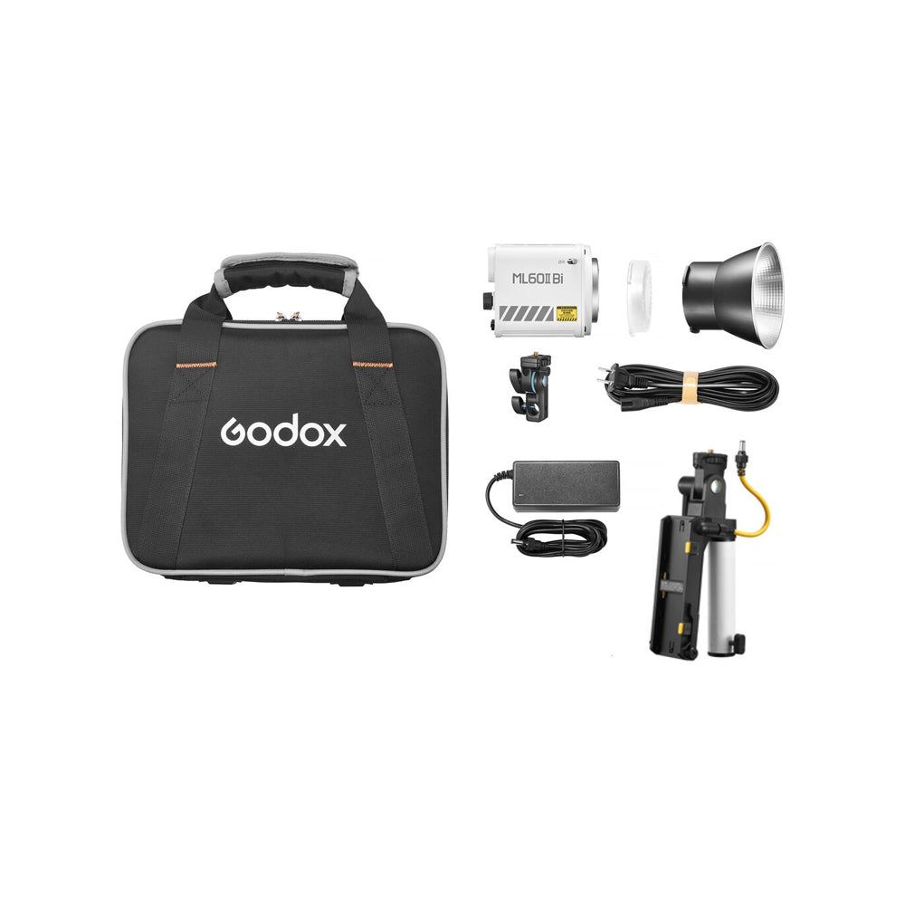 Luz LED Godox ML60II Bicolor con Kit Sujetador de Batería AK-B01