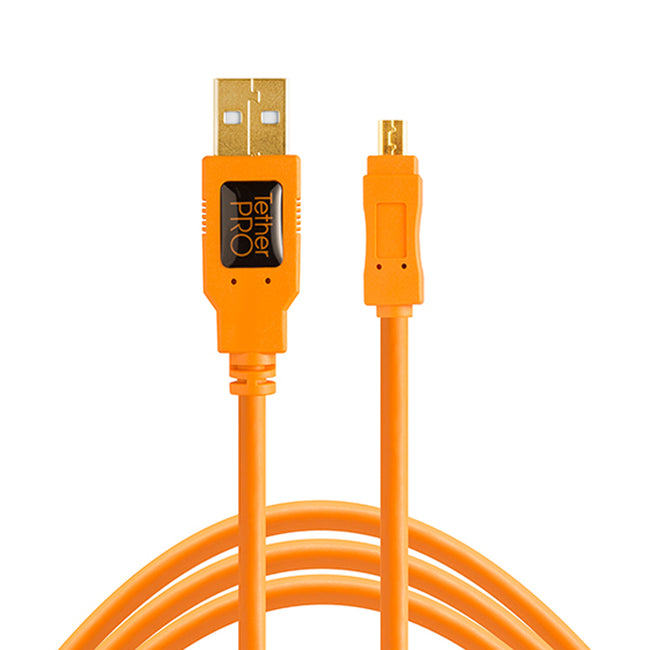 Cable Tether Tools CU8015-ORG USB 2.0 de Tipo A Macho a Tipo Mini-B con 8 Pines Macho de 4.6 metros