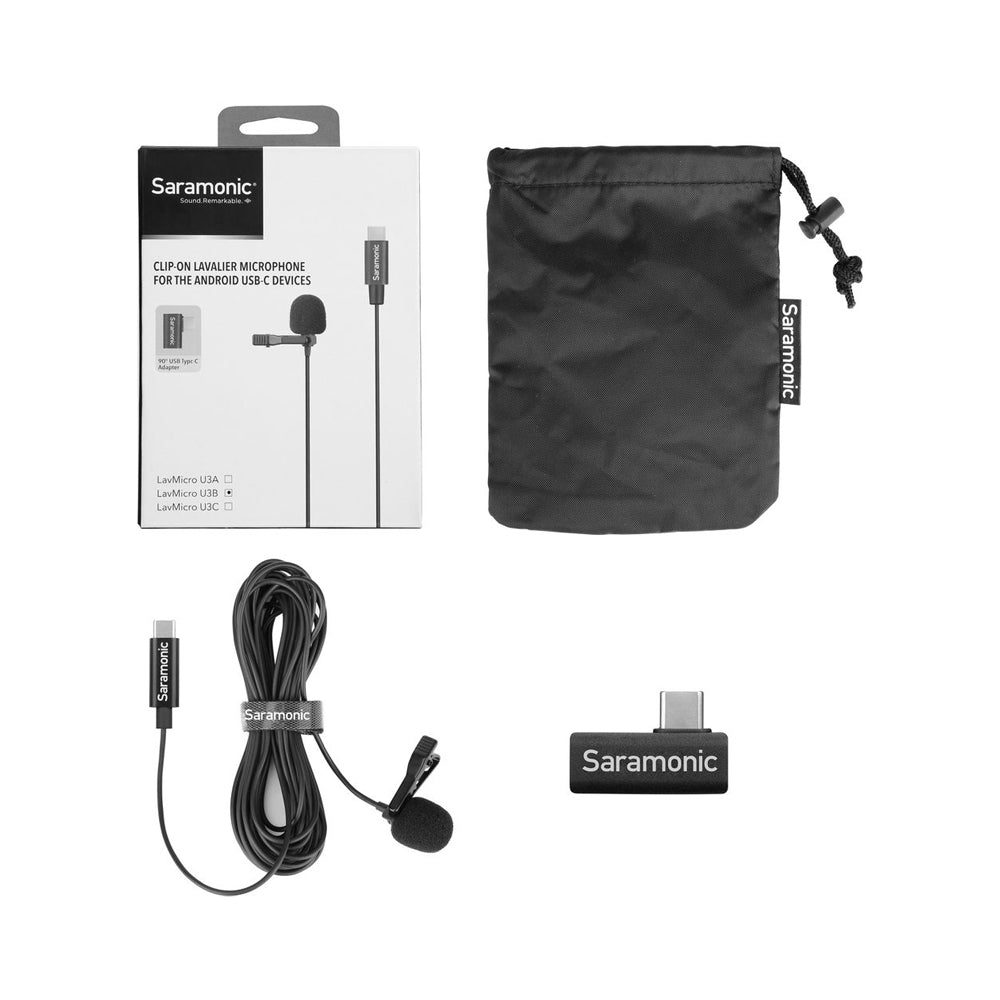 Micrófono Lavalier Saramonic LavMicro U3B Omnidireccional con Conector USB-C para Android (6 metros)