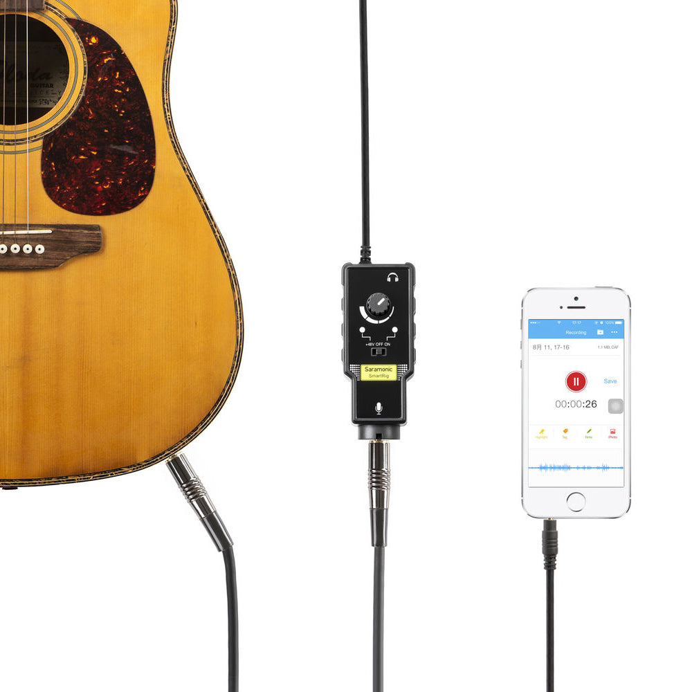 Saramonic SmartRig II XLR Adaptador de Micrófono y Guitarra con Alimentación Fanstasma