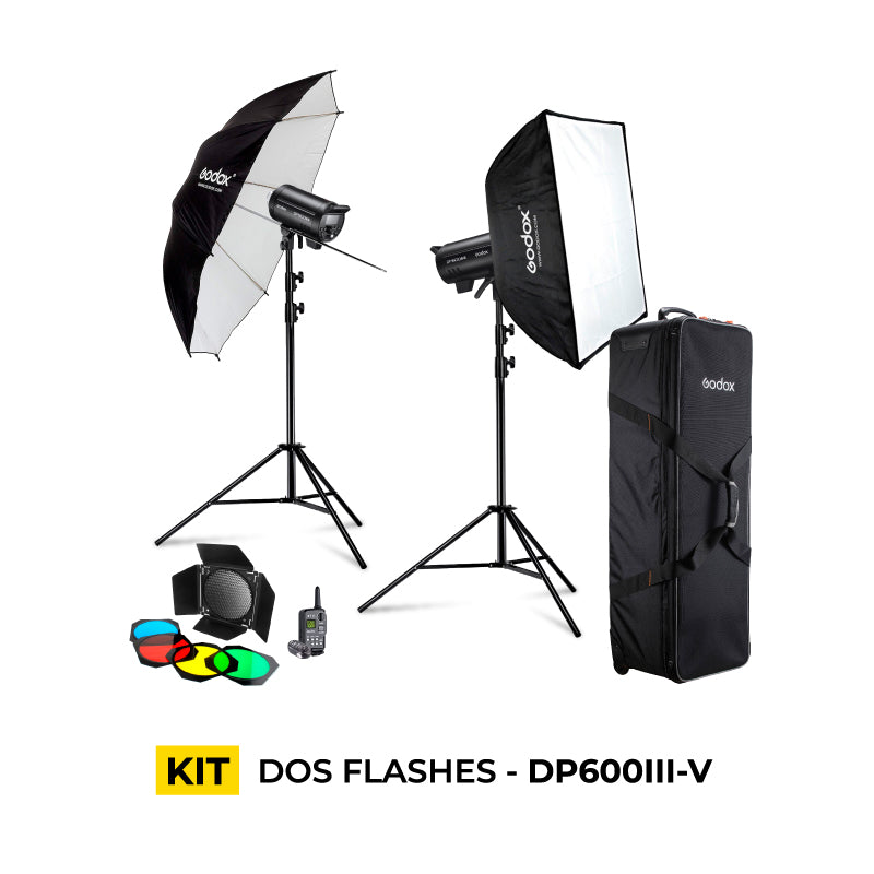 Kit de dos Flashes de Estudio GODOX DP600III-V de 600W con Luz de Modelado