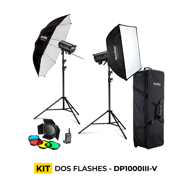 Kit de dos Flashes de Estudio GODOX DP1000III-V de 1000W con Luz de Modelado