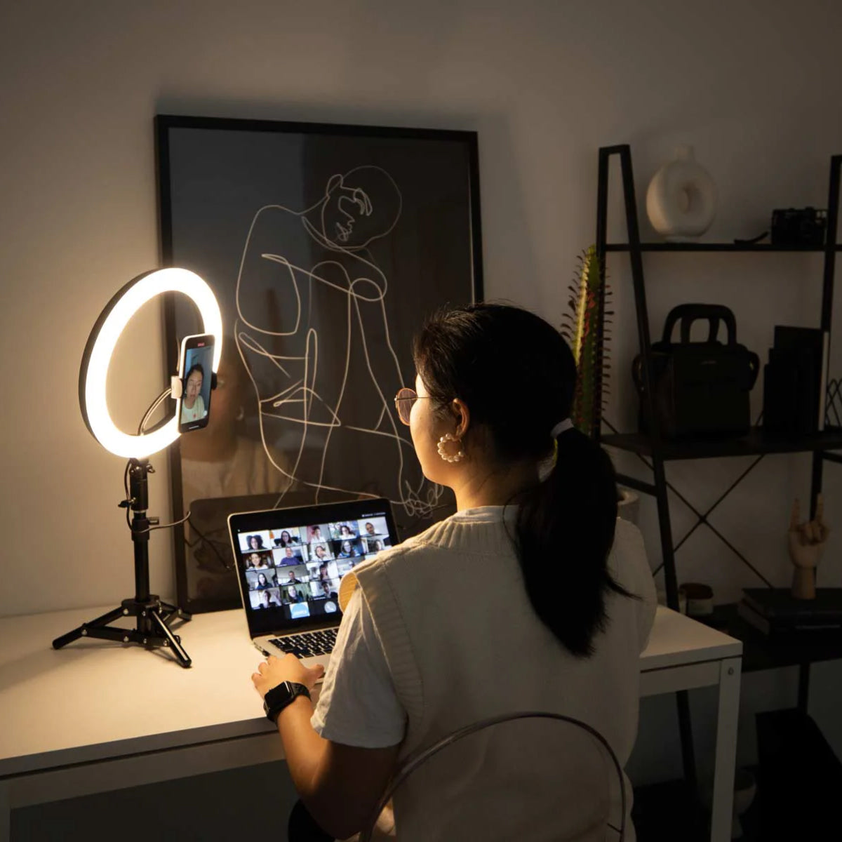 Micrófono Inalámbrico Hollyland Lark M2S Combo para 2 personas con Aro LED Godox LR120 Bicolor