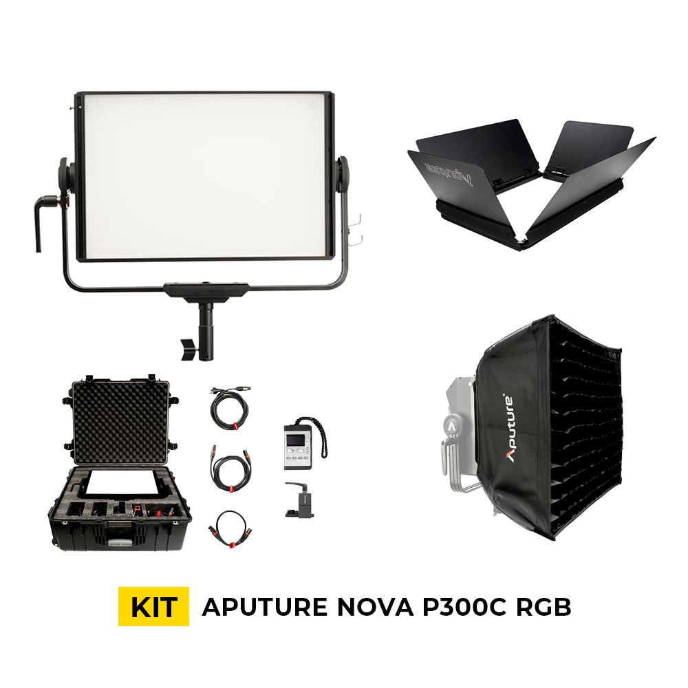 Kit Panel LED Aputure Nova P300C con Barndoor y Softbox