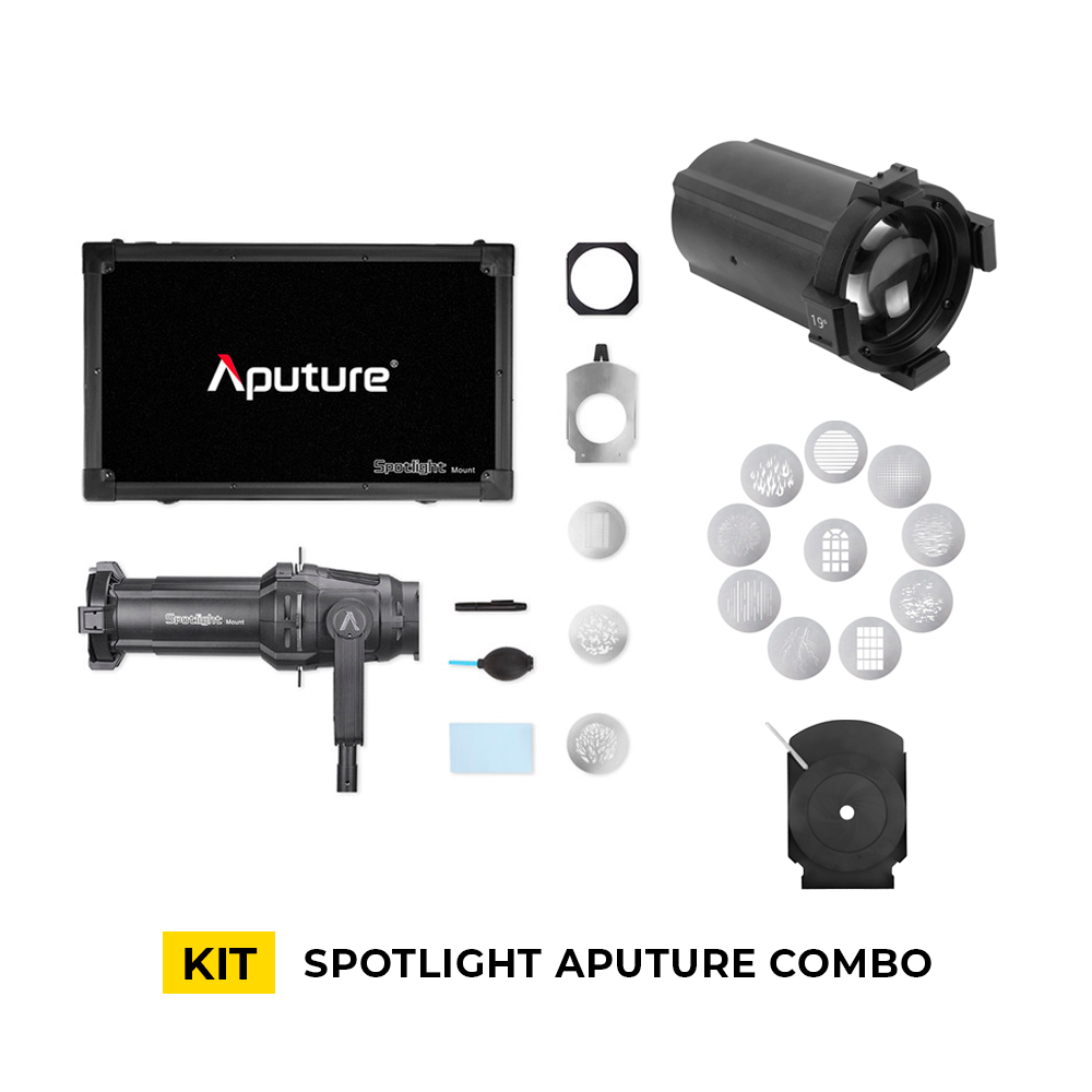 Kit de Spotlight Aputure con Kit de gobo, iris y lentes de 36 y 26 grados