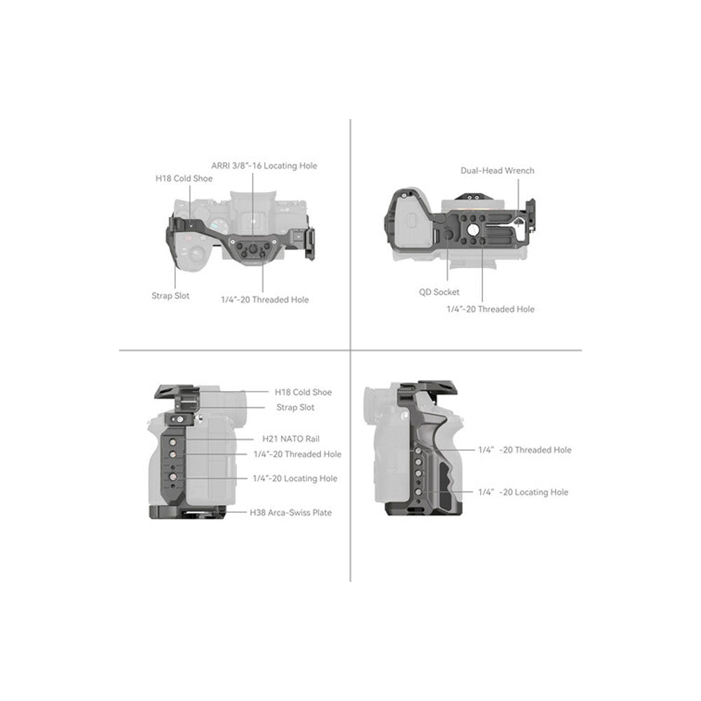 Jaula SmallRig HawkLock de liberación rápida para Sony a7R V, a7 IV, a7S III, a1 y a7R IV