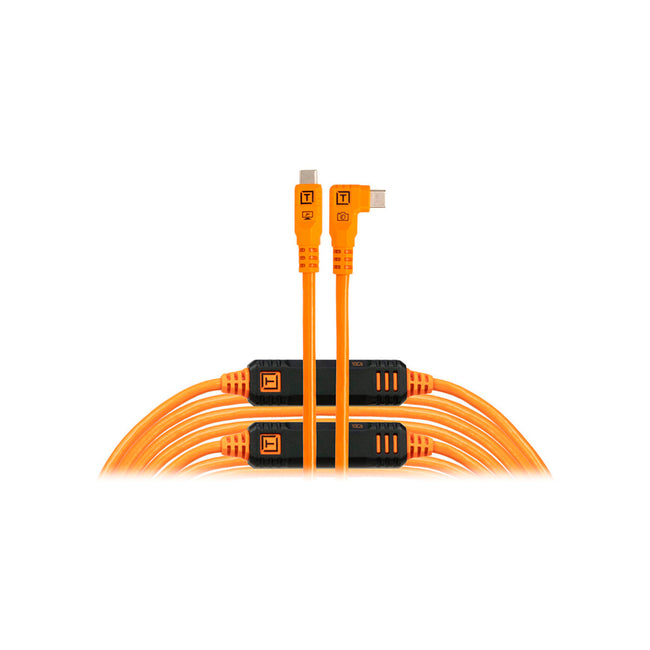 Cable Tether Tools TetherPro Optima CUC31RTG2-ORG 10G USB-C a USB-C Cable en Ángulo (31', naranja)