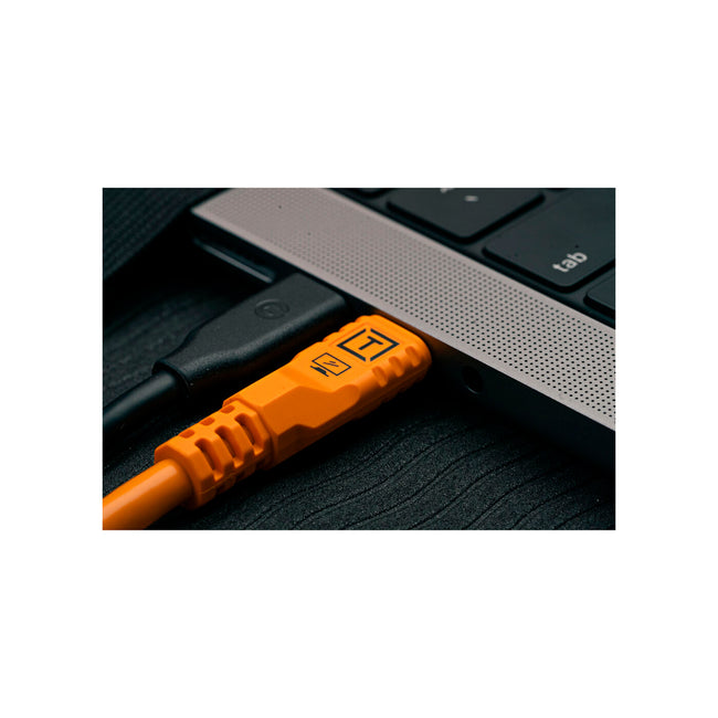 Cable Tether Tools TetherPro Optima CUC31RTG2-ORG 10G USB-C a USB-C Cable en Ángulo (31', naranja)