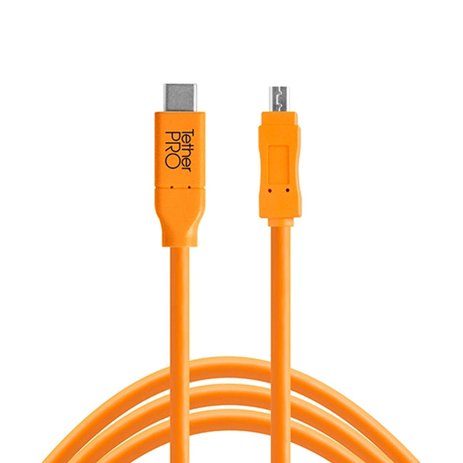 Cable Tether Tools CUC2615-ORG USB 2.0 de Tipo C Macho a Tipo Mini-B con 8 pines de 4.6 metros